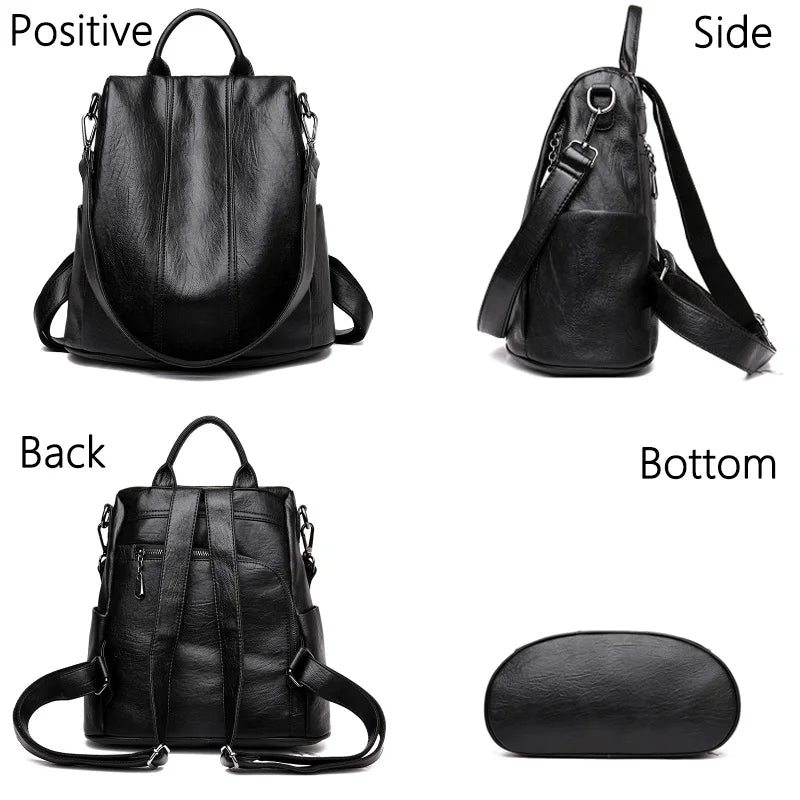 Women&#39;s Waterproof Anti Theft Leather Backpack 2022 Girls Shoulder Bags Multifunctional Large Capacity Travel Backpacks Mochilas