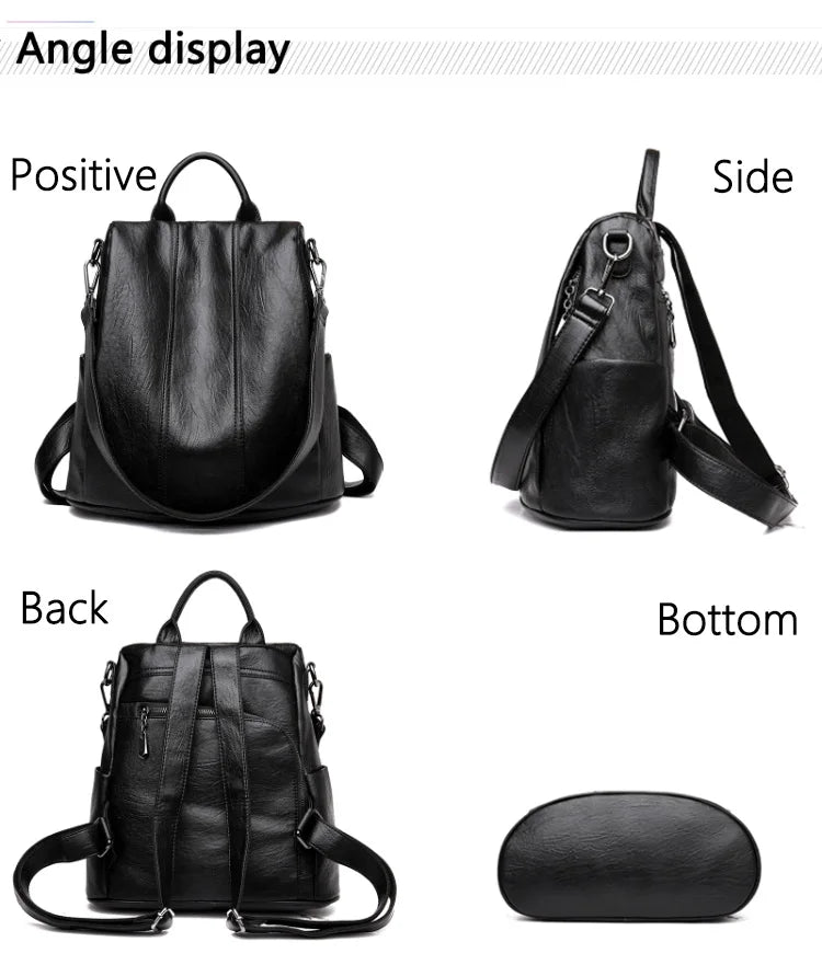 Women&#39;s Waterproof Anti Theft Leather Backpack 2022 Girls Shoulder Bags Multifunctional Large Capacity Travel Backpacks Mochilas