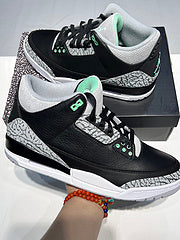 #Air Jordan 3 "Green Glow" 3e generatie Little Tiffany zwarte en groene basketbalschoenen