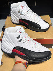 #Air Jordan 12 "Red Taxi" 12e generatie zwart-witte basketbalschoenen