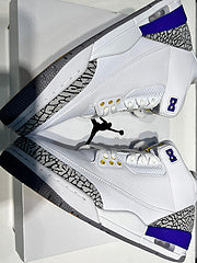 #Air Jordan AJ3 Retro 3e generatie Lakers witte, paarse en gouden mid-top basketbalschoenen