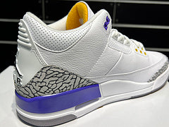 #Air Jordan AJ3 Retro 3e generatie Lakers witte, paarse en gouden mid-top basketbalschoenen