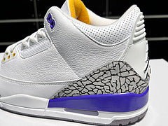 #Air Jordan AJ3 Retro 3e generatie Lakers witte, paarse en gouden mid-top basketbalschoenen