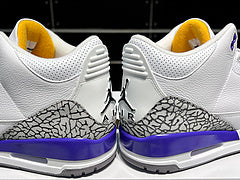 #Air Jordan AJ3 Retro 3e generatie Lakers witte, paarse en gouden mid-top basketbalschoenen