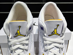 #Air Jordan AJ3 Retro 3e generatie Lakers witte, paarse en gouden mid-top basketbalschoenen