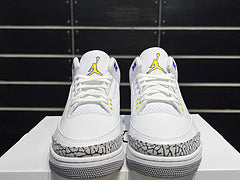 #Air Jordan AJ3 Retro 3e generatie Lakers witte, paarse en gouden mid-top basketbalschoenen