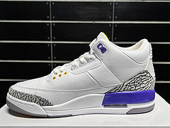 #Air Jordan AJ3 Retro 3e generatie Lakers witte, paarse en gouden mid-top basketbalschoenen