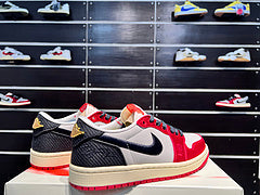 #Air Jordan 1 x Trophy Room AJ1 wit zwart rood zijden lage retro basketbalschoenen