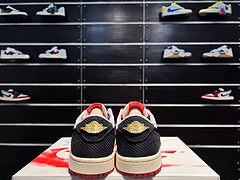 #Air Jordan 1 x Trophy Room AJ1 wit zwart rood zijden lage retro basketbalschoenen