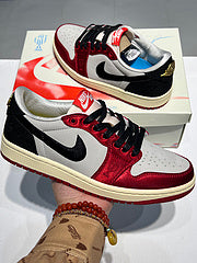 #Air Jordan 1 x Trophy Room AJ1 wit zwart rood zijden lage retro basketbalschoenen