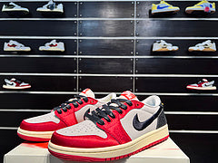 #Air Jordan 1 x Trophy Room AJ1 wit zwart rood zijden lage retro basketbalschoenen