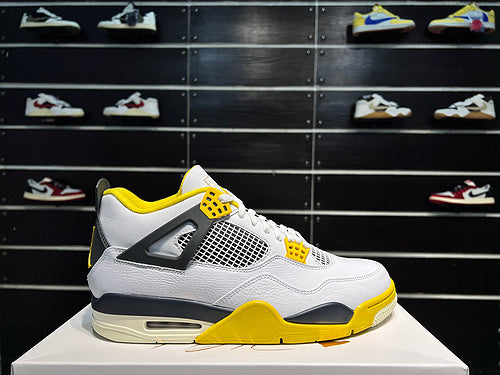 #Air Jordan 4 "Vivid Sulphur" 4e generatie kokosnoot wit gele mid-top basketbalschoenen