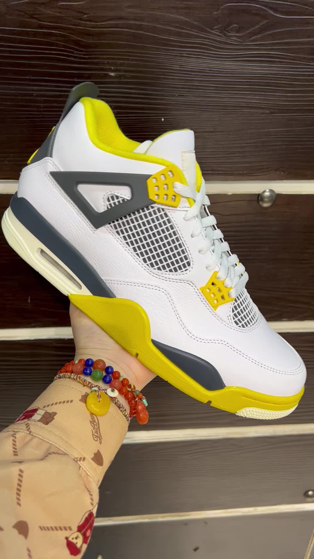 #Air Jordan 4 "Vivid Sulphur" 4e generatie kokosnoot wit gele mid-top basketbalschoenen