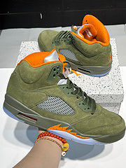 #Air Jordan 5 "Olive" 5e generatie olijfgroene hoge basketbalschoenen