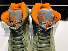 #Air Jordan 5 "Olive" 5e generatie olijfgroene hoge basketbalschoenen