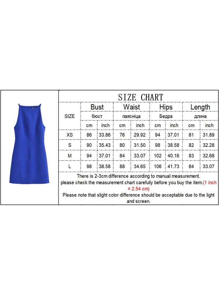 TRAF Fashion Ladies Sleeveless Mini Dress New Casual Simple Slash Neck Dresses Women 2024 Summer Solid A-line Elegant Dress